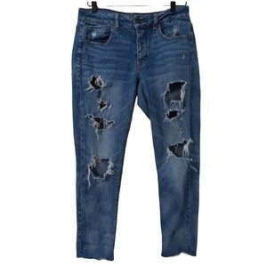 American‎ Eagle Tomgirl Distressed Jeans Ripped Casual Cowgirl Blue